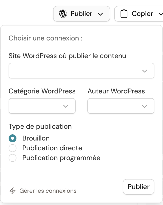 Connexion acec wordpress wisewand