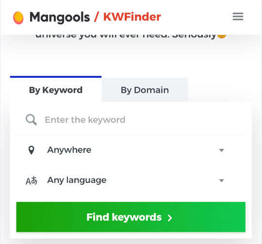 Recherche de mots clés avec Kwfinder